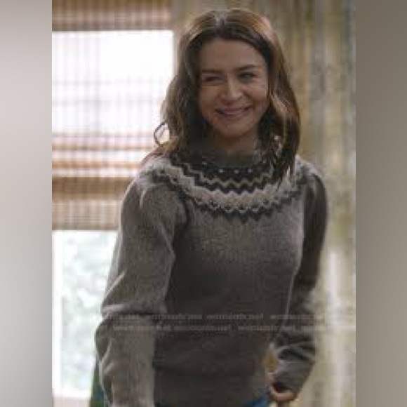 FRAME Fair Isle Crewneck Knit  Sweater /Mushroom Tan Brown, Large/ - Picture 13 of 15